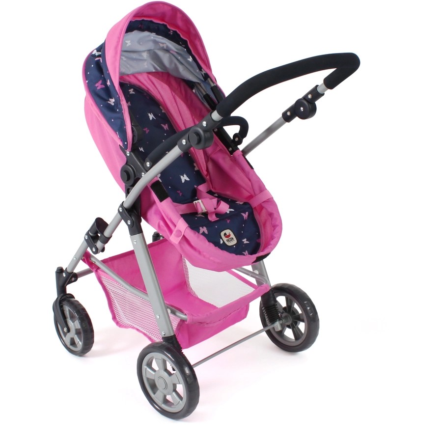 BAYER CHIC 2000 Kombi-Puppenwagen NELE Butterfly navy-pink