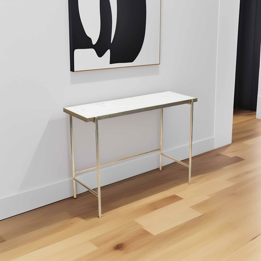 Console en marbre et métal 105 cm blanc