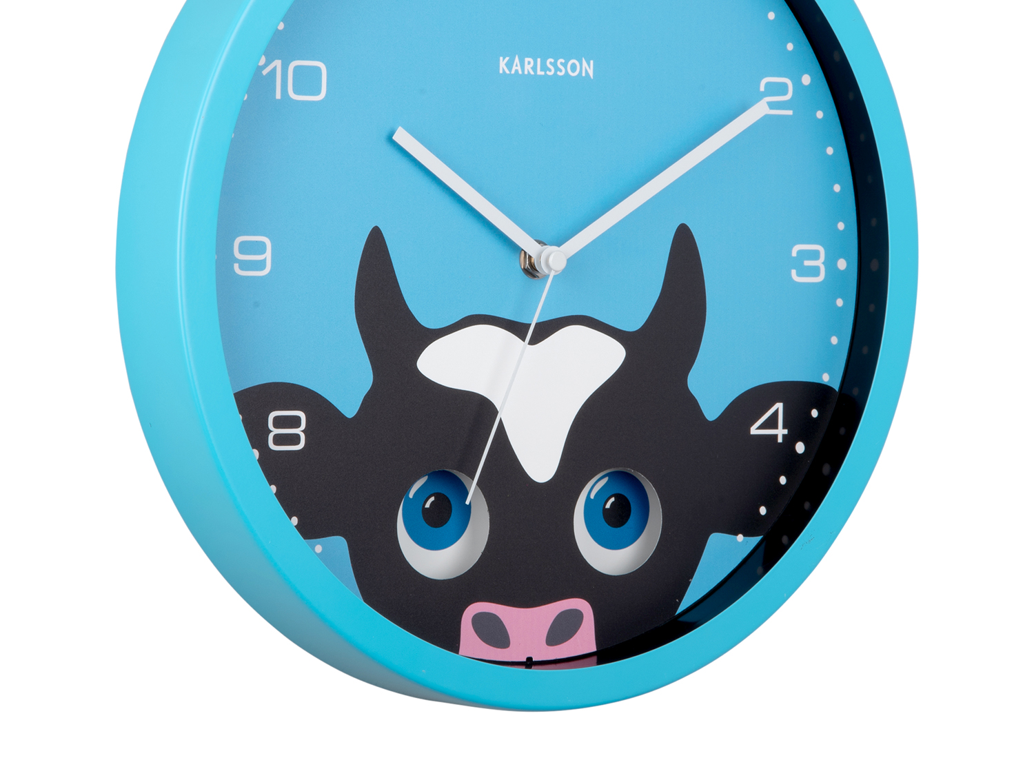 Wall clock Peekaboo Cow blue