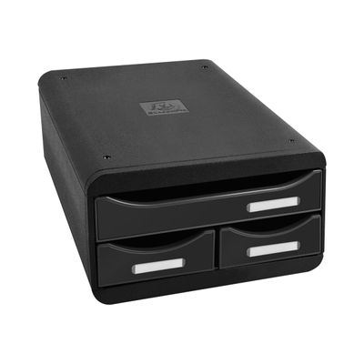 Exacompta Glossy - Module de classement 3 tiroirs - noir