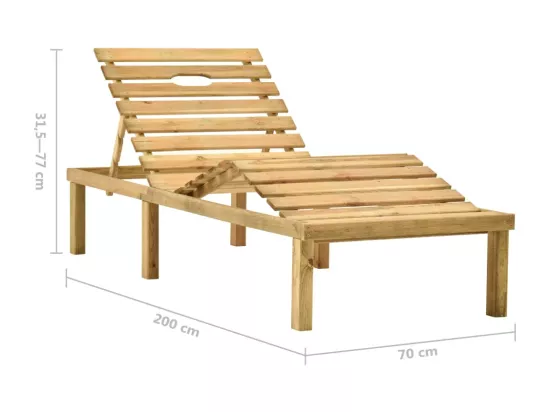 Chaise longue avec coussin beige Bois de pin imprégné