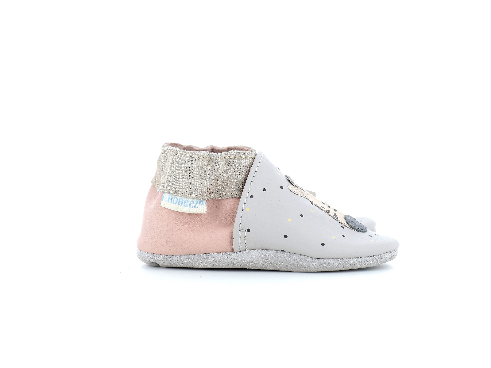 Robeez-CUTE ZEBRA Cuir Gris-Rose