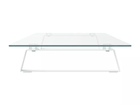 Support de moniteur blanc 100x35x8 cm verre trempé et métal