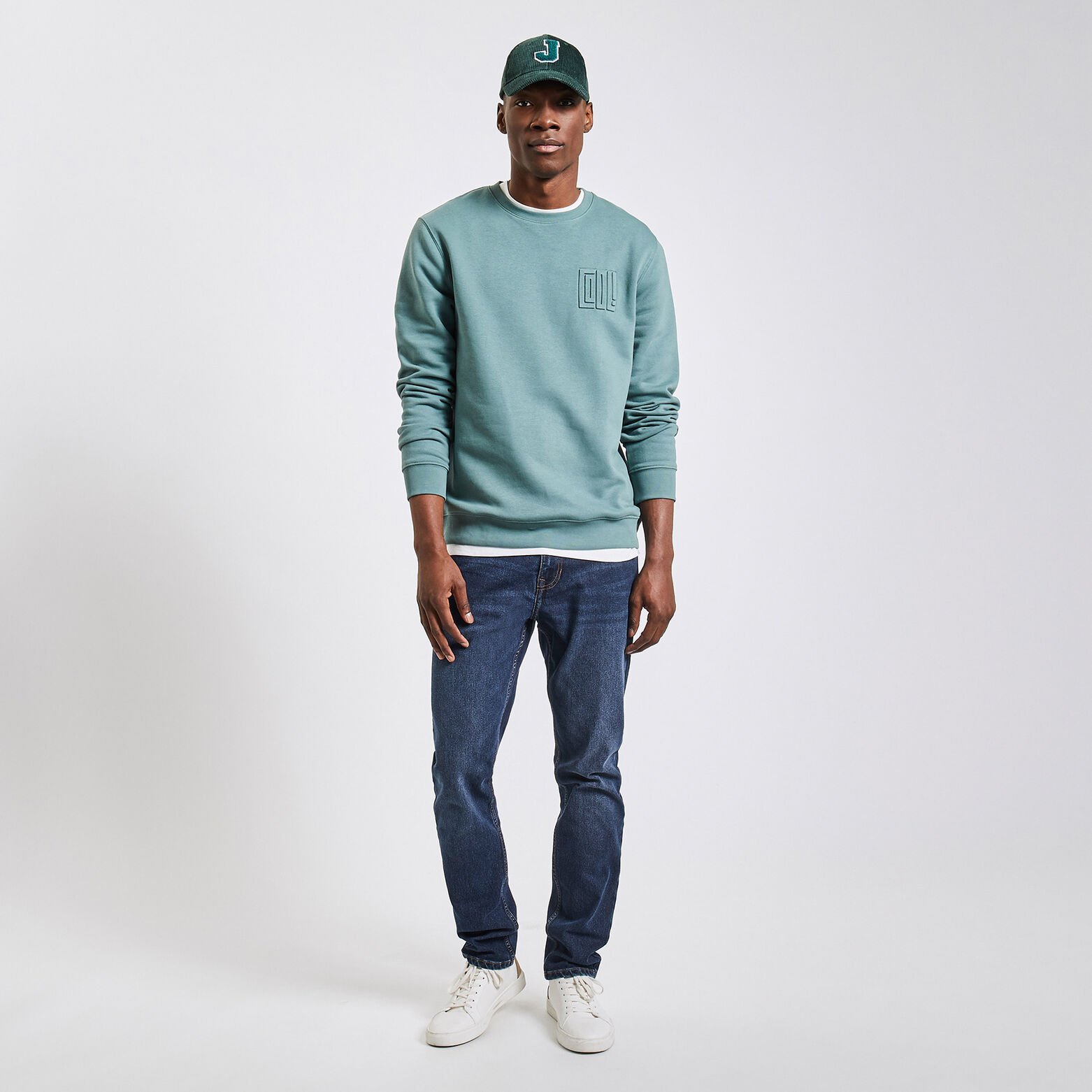 Jean relax en coton et polyester recyclés Bleu moyen