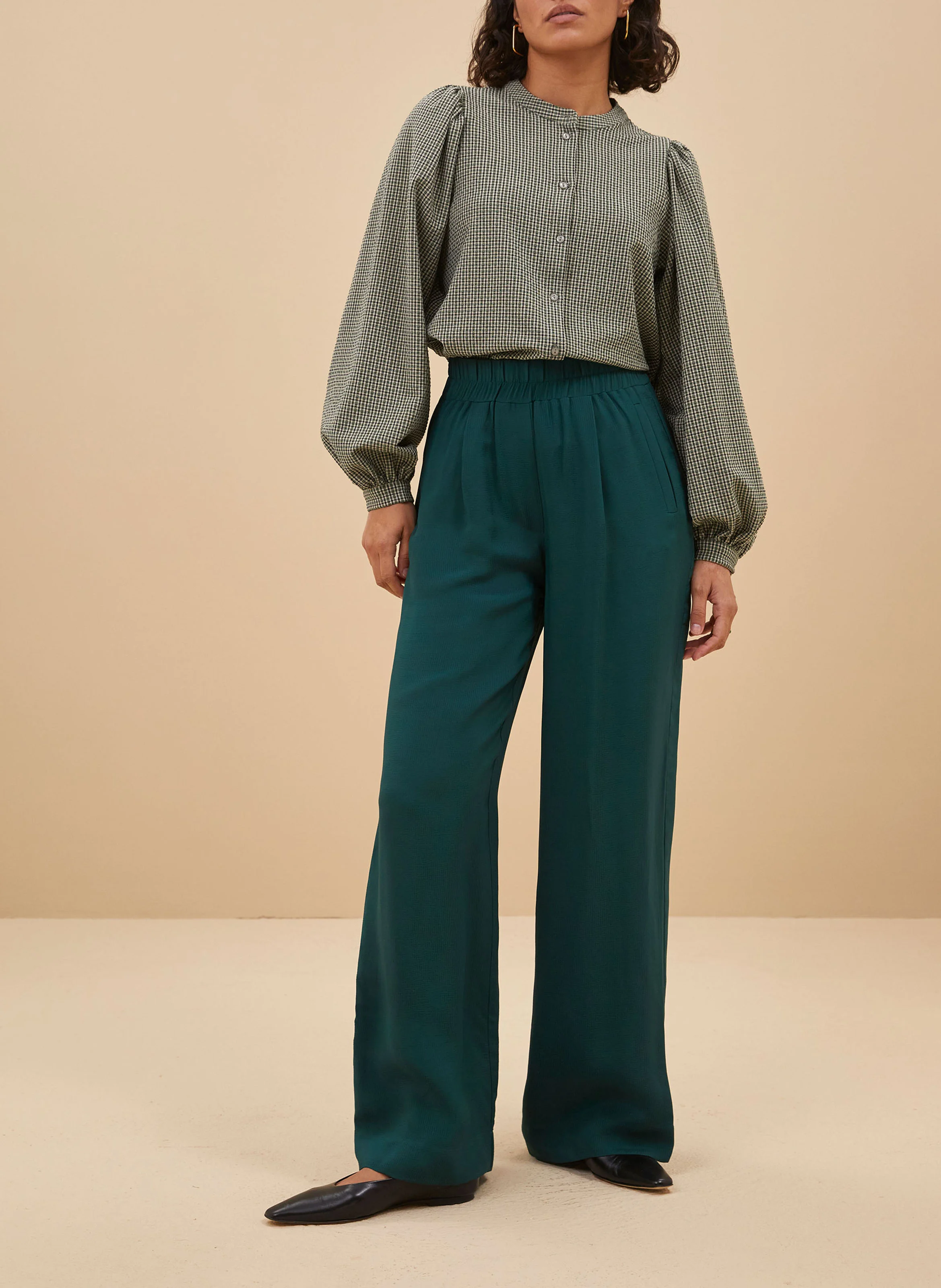 RIKKI - Blouse col rond imprimée | Vert