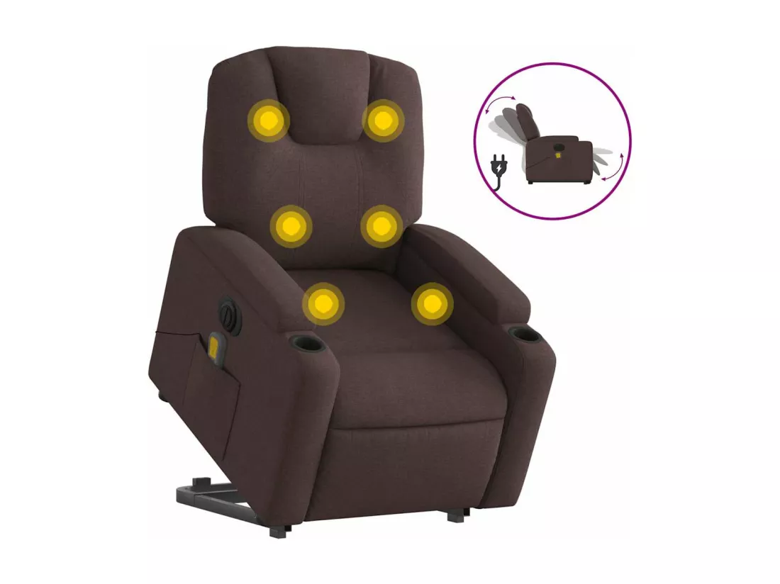 Fauteuil inclinable massant électrique Marron foncé Tissu