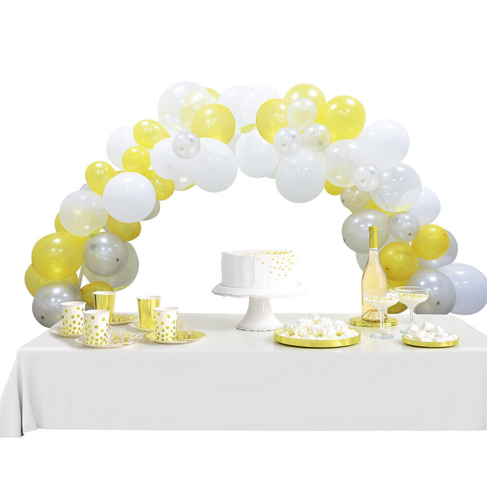 Kit arche de ballons nuit gris jaune blanc 60 pièces 4m