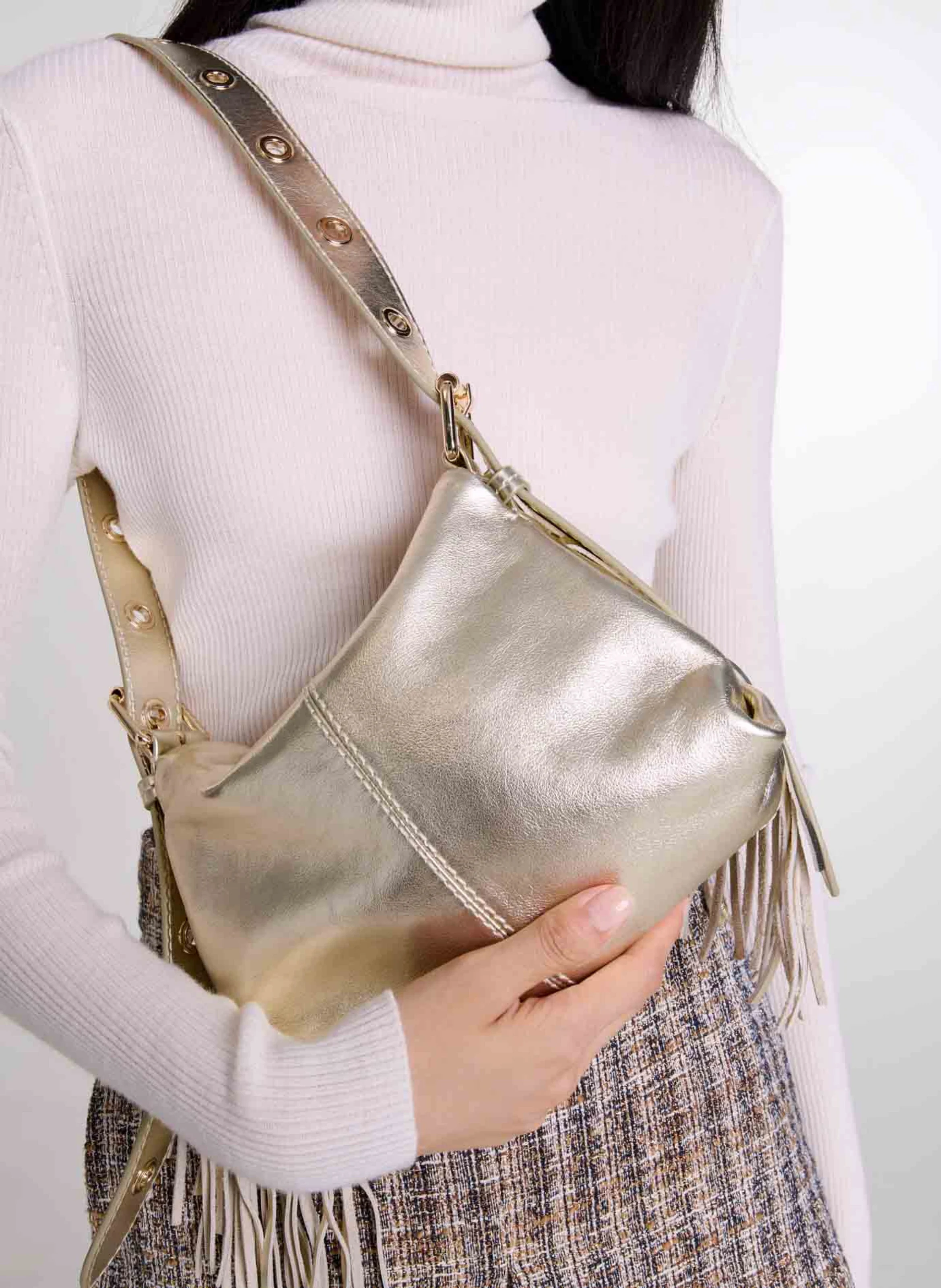 MISS M MINI - Sac bandoulière en cuir lisse | Doré