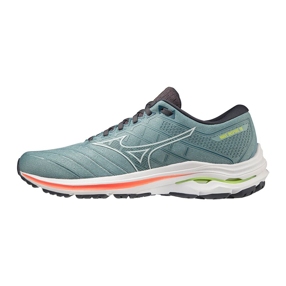 Mizuno WAVE INSPIRE 18 - Chaussures running Homme smokeb/white/neonflame