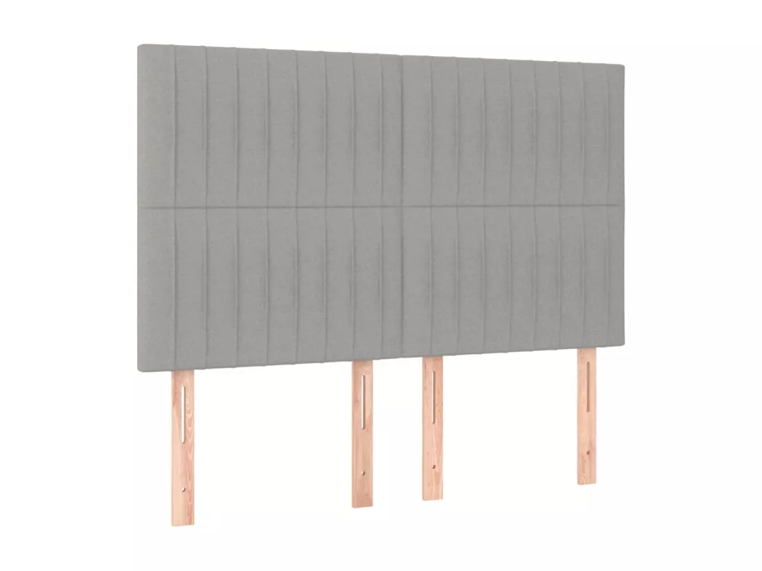 Sommier tapissier et matelas et LED Gris clair 140x190 cm Tissu