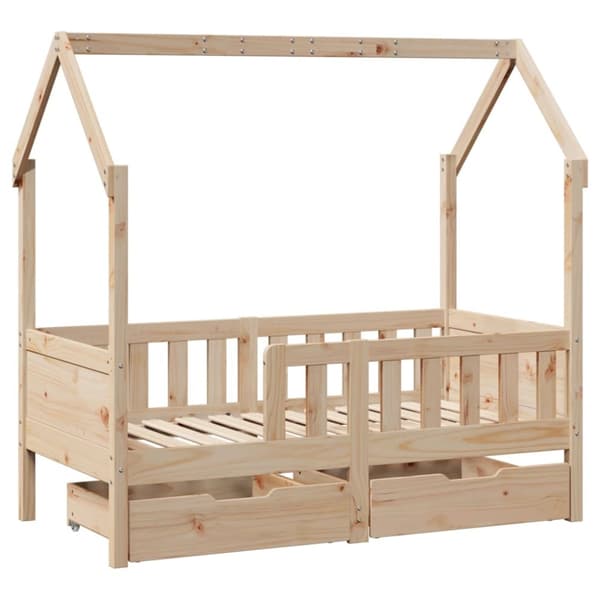 vidaXL Barnesengeramme med skuffer 70x140 cm heltre furu