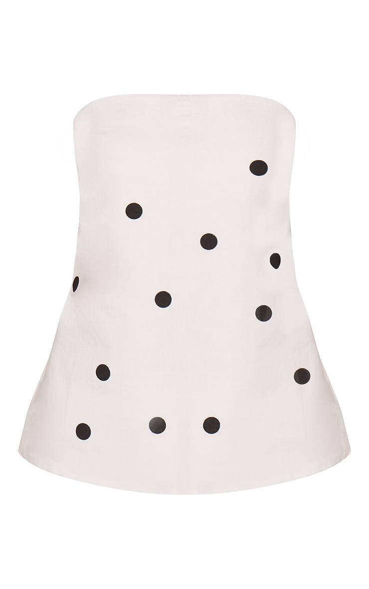 Blanc Haut Bandeau Fluide En Coton À Pois