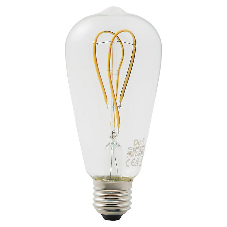 2 ampoules à filament LED Diall E27 4W blanc chaud