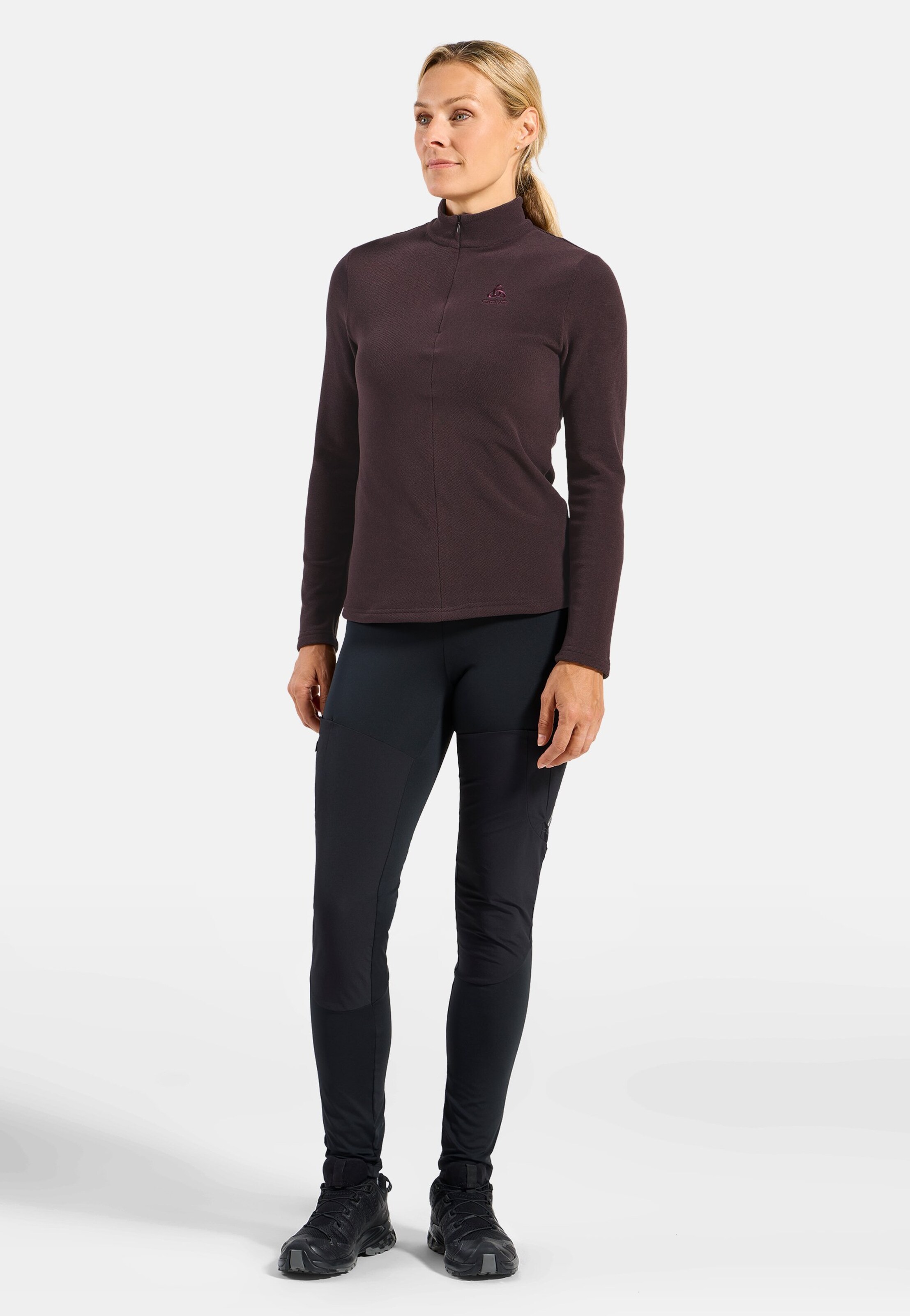 Damen Roy Mid Layer mit Halbreissverschluss in fudge - black