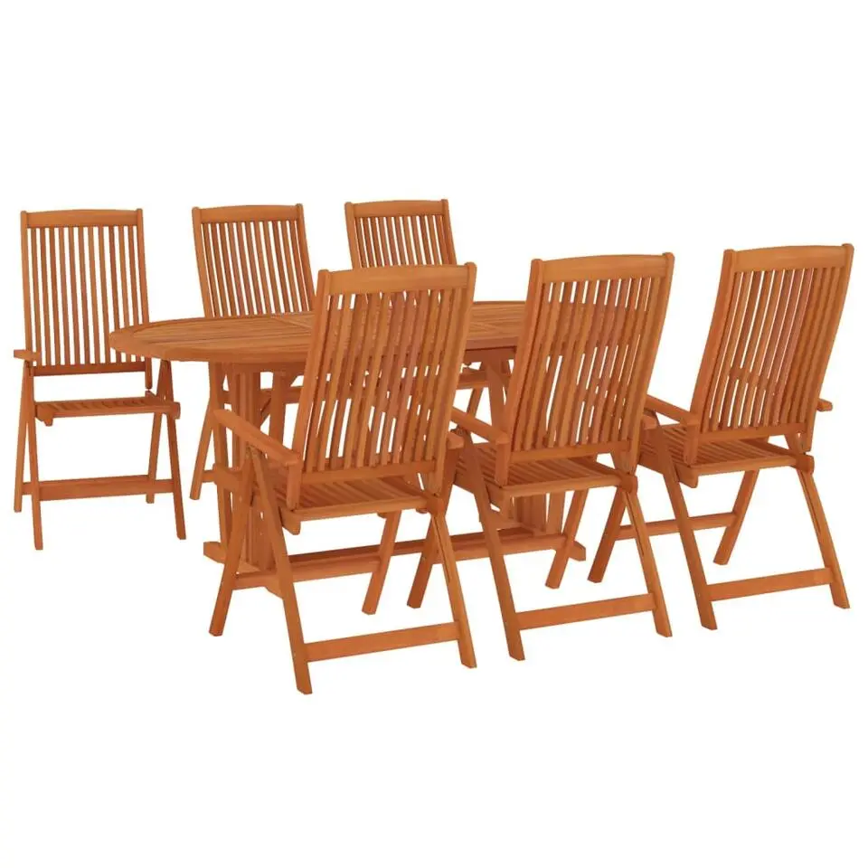 vidaXL - 7-delige Tuinset 6 fauteuils massief eucalyptushout - (150-200)x100 cm
