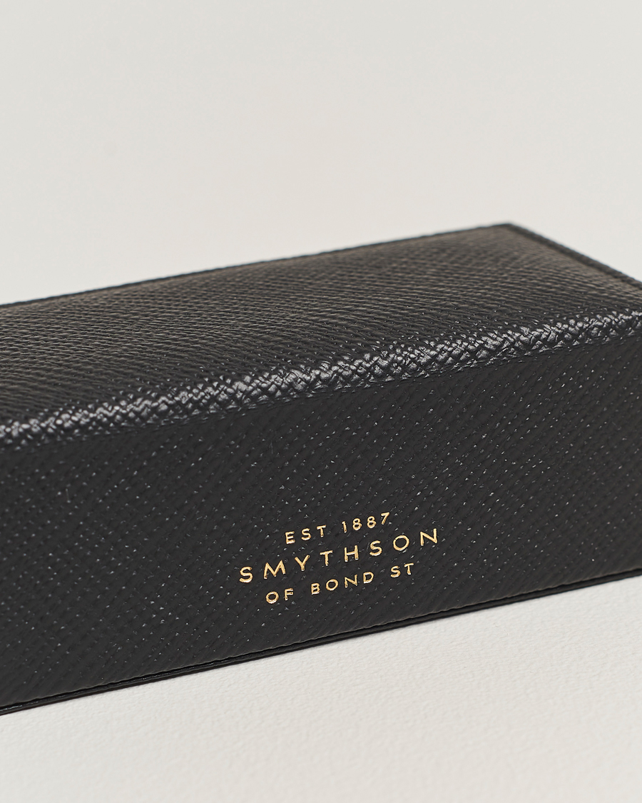 Smythson Panama Mini Cufflink Box Black