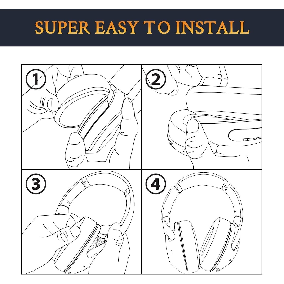 Øreputer til SteelSeries Arctis 3/5/7/9/9X/Pro 1 par, sorte