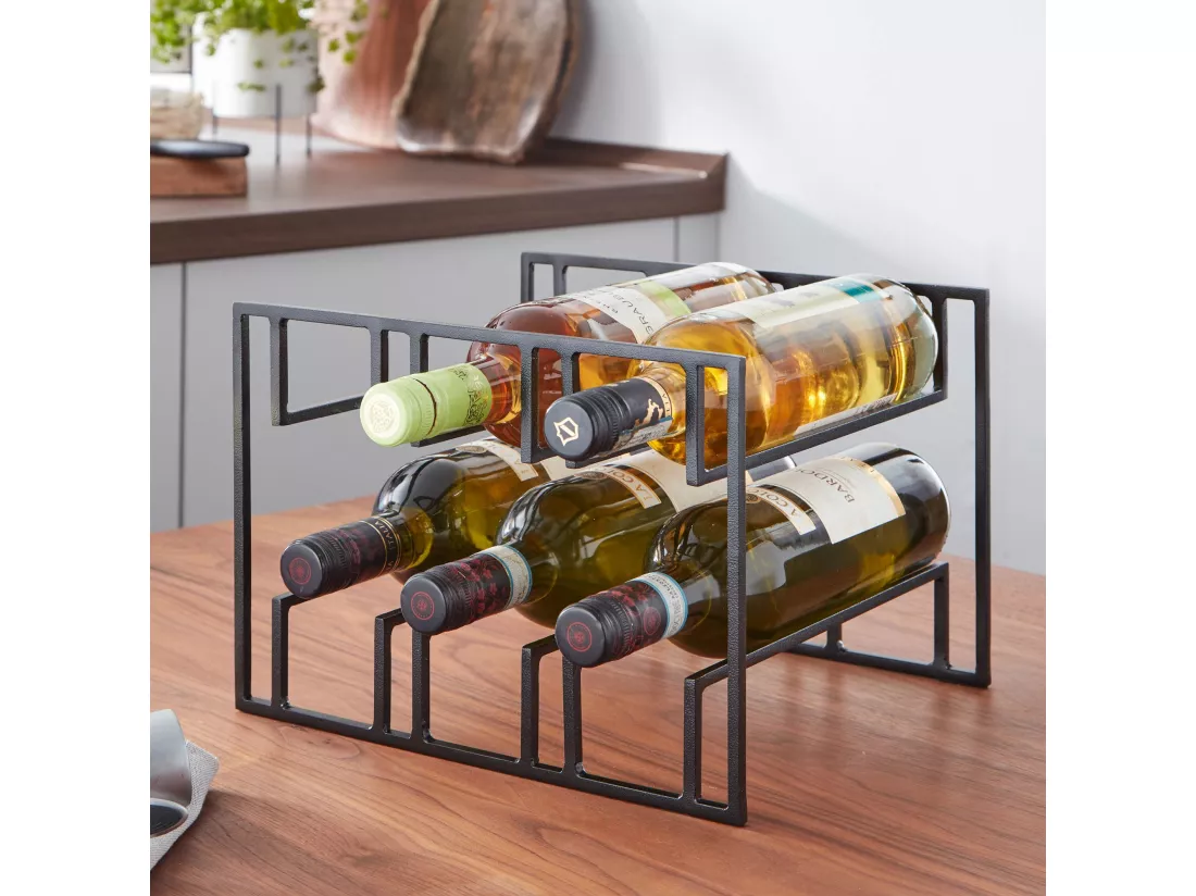 Porte-Bouteilles de Vin 6 Bouteilles 29x21x25cm Casier à Vin Métal Noir