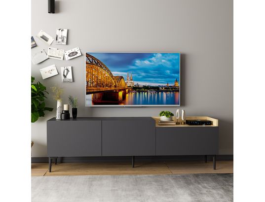 CONCEPT1 - Meuble TV Mia anthracite 160 x 37 x h48 cm