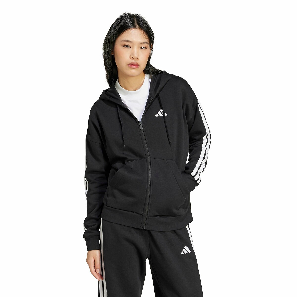 ADIDAS ROUPAS ESPORTIVAS<br>Moletom com zíper Essentials Linear