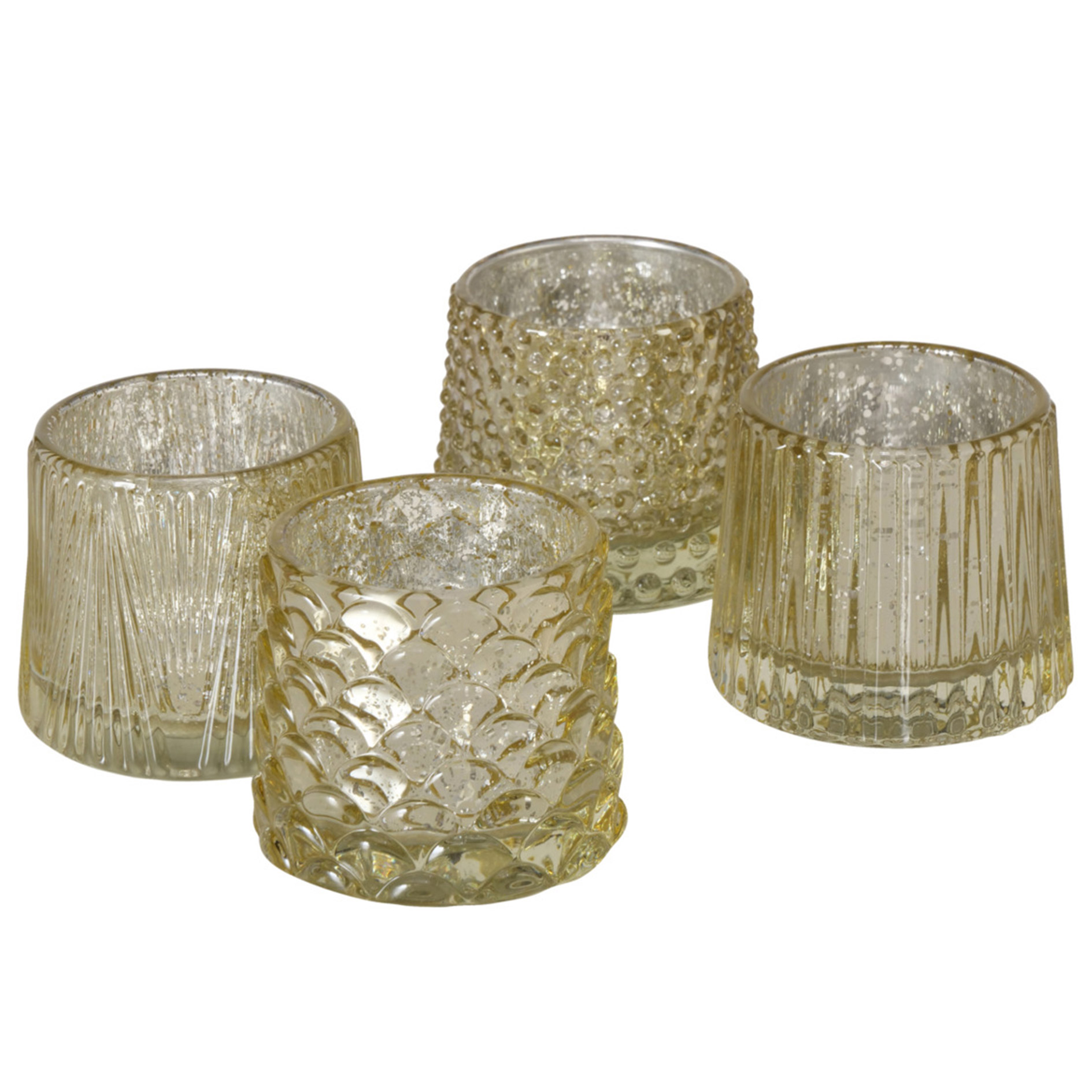 Teelichthalter - gold - sortiert - 7 cm hoch