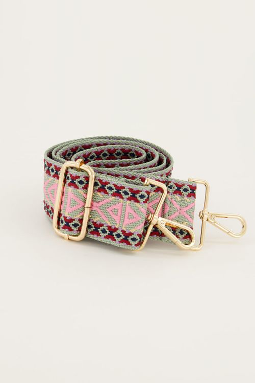 Multikleur bag strap met ikat print