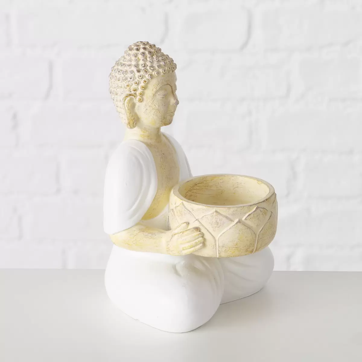 Teelichthalter Buddha Jamory beige,weiss