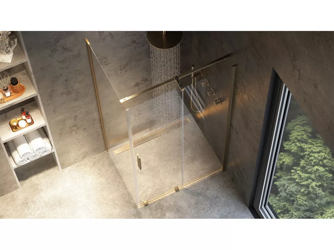Cabine De Douche Rea Montana 100X90 Brush Gold