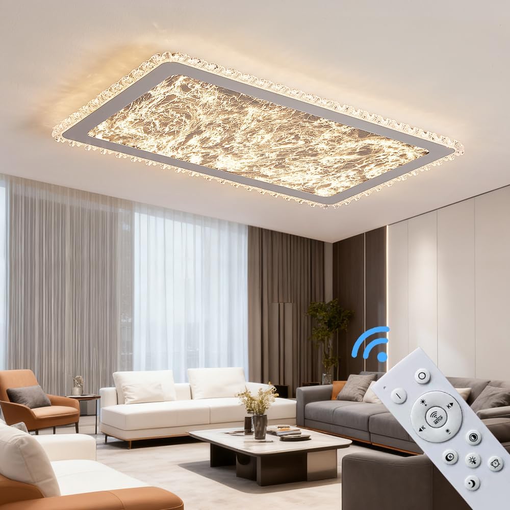 LED Deckenleuchte dimmbar mit Fernbedienung, stufenlos 3000–7000 K, energiesparend & langlebig, modernes Design in Schwarz oder Weiß, ideal für Wohnzimmer, Schlafzimmer & Küche (253-CFX-WH)