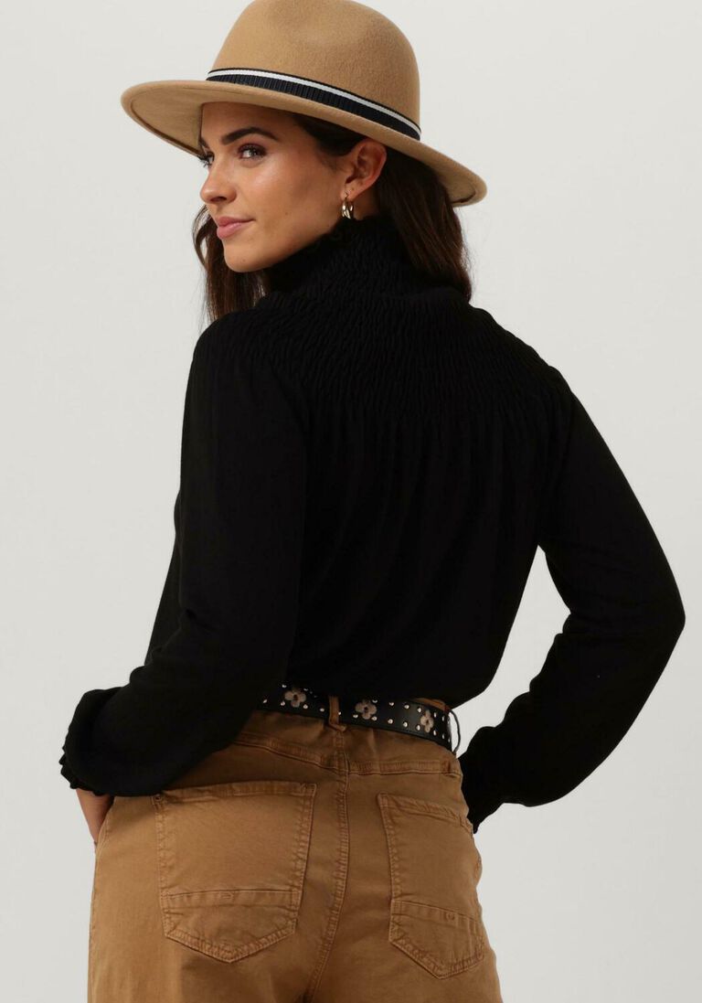 SUMMUM zwarte summum  smocked sweater basic knit