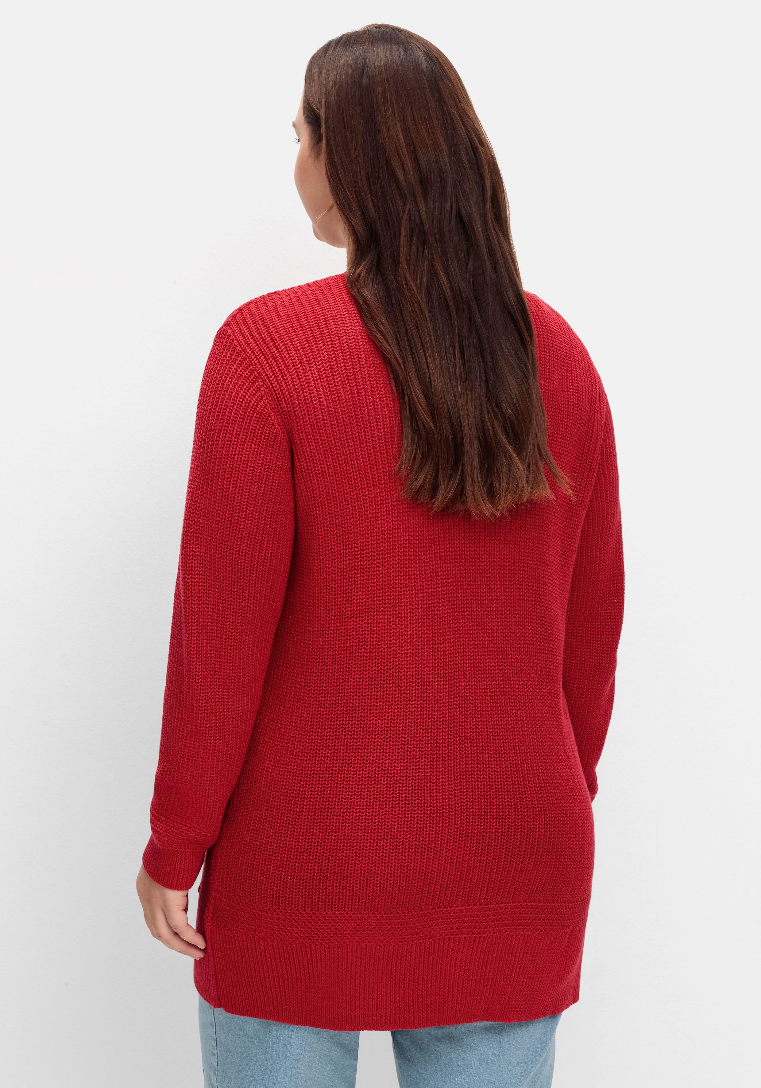 Lange Strickjacke in Grobstrick-Optik, offene Form