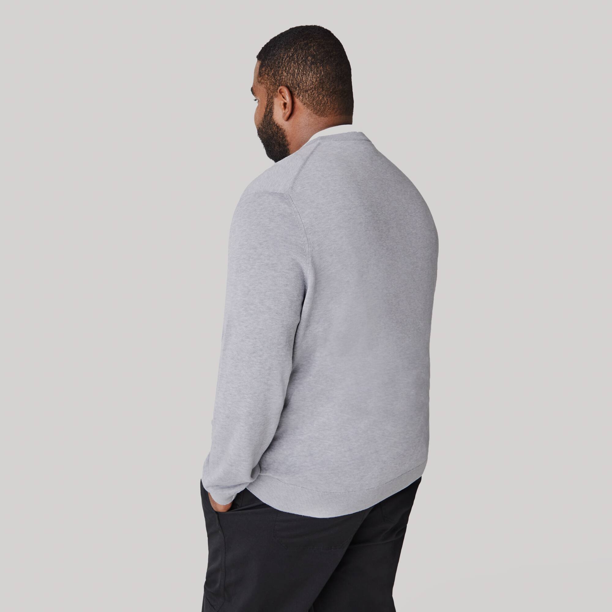 Pull à col rond en coton uni Pullovers - Gris - Lacoste - Homme