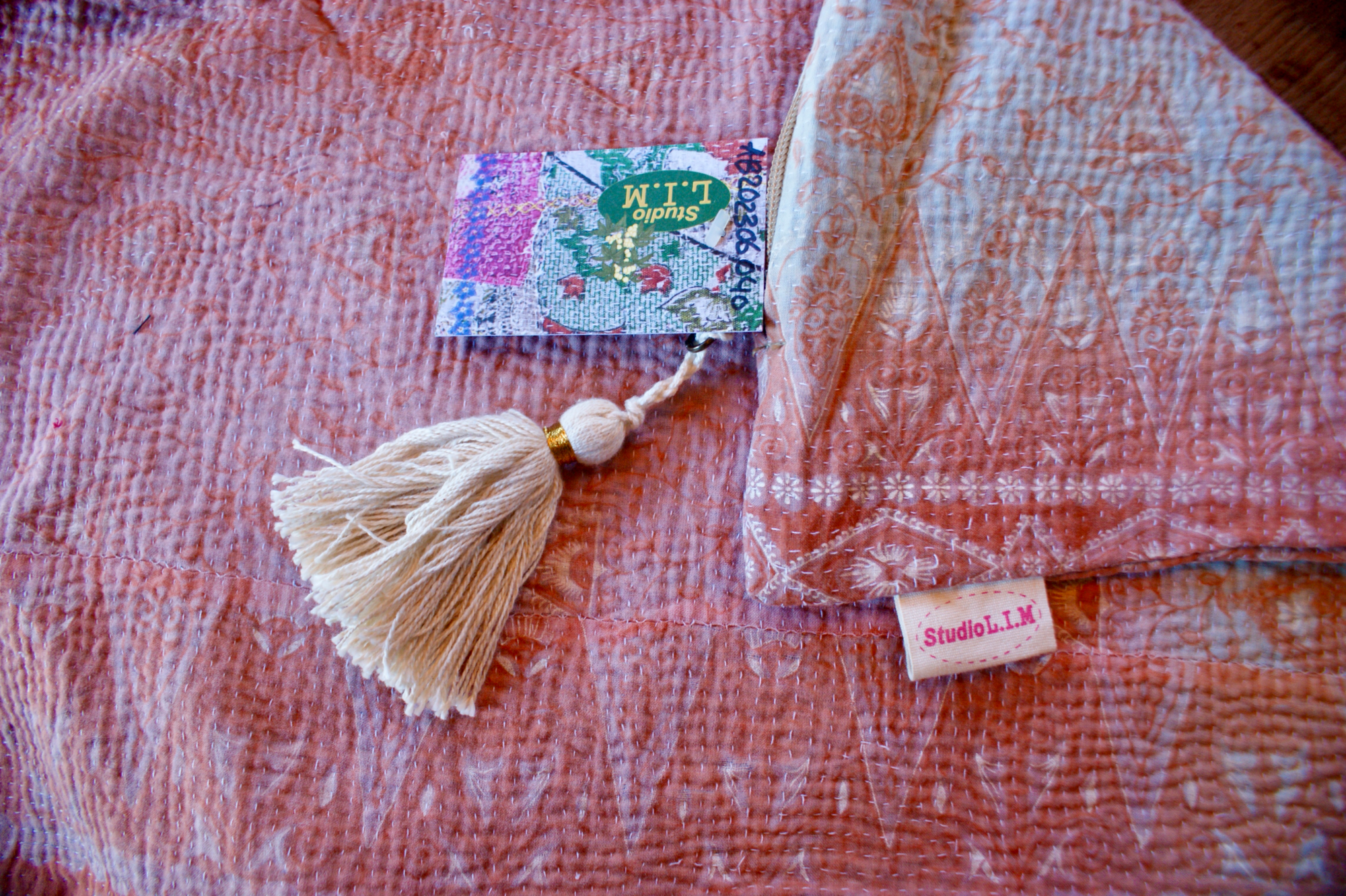 Kussen Kantha vintage 40x60 cm soft pink