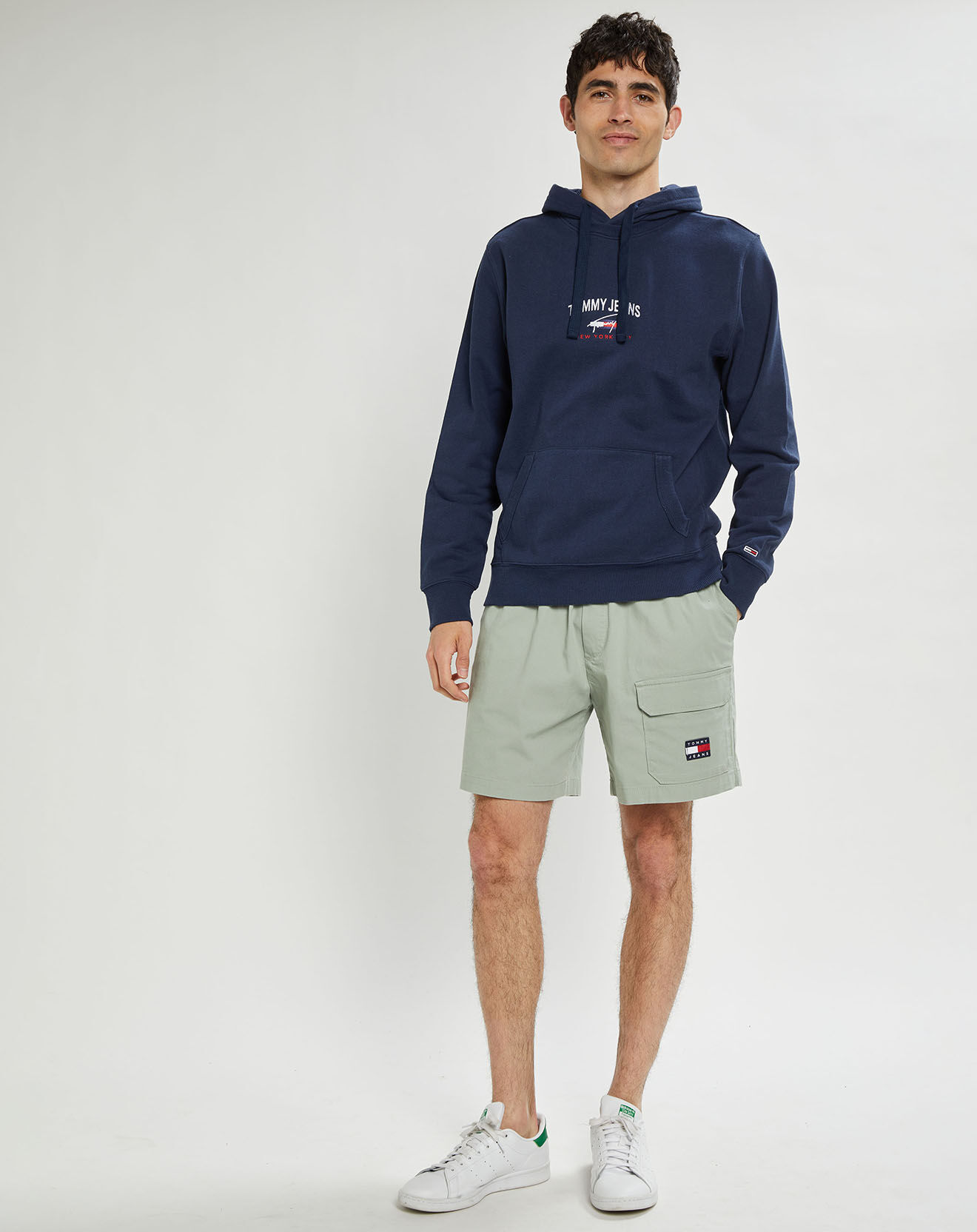 Tommy Jeans Sweat 100% Coton Bio timeless logo hoodie bleu marine