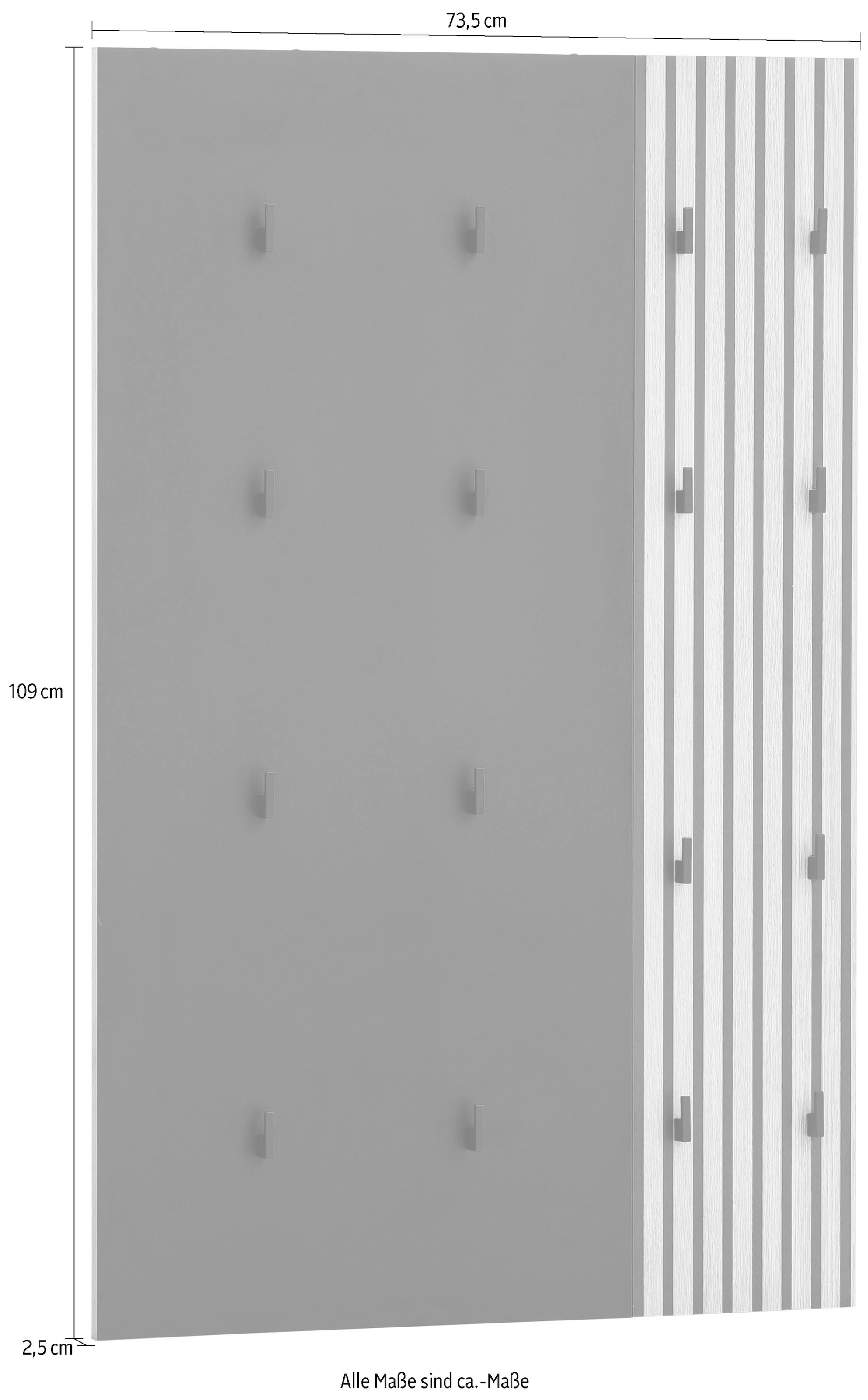 welltime Garderobenpaneel »Alexa, Breite 73 cm made in Germany« Mit Akustikprint, 16 Kleiderhaken