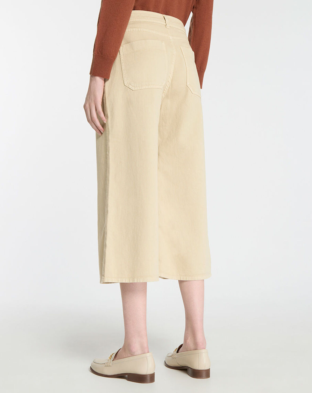 Galeries Lafayette Jean style jupe culotte en Coton Regan Dumbo écru