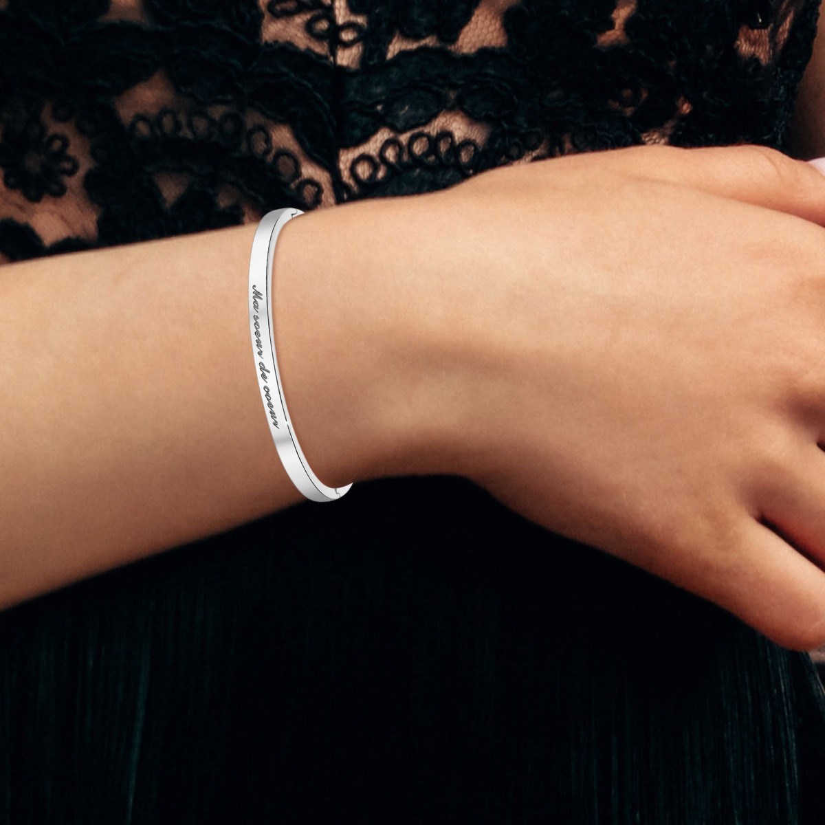 Ma soeur de coeur - Bracelet SC Crystal en Acier Rhodié argenté