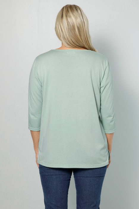 T-Shirt, Rosen-Motiv, Rundhals, 3/4-Ärmel