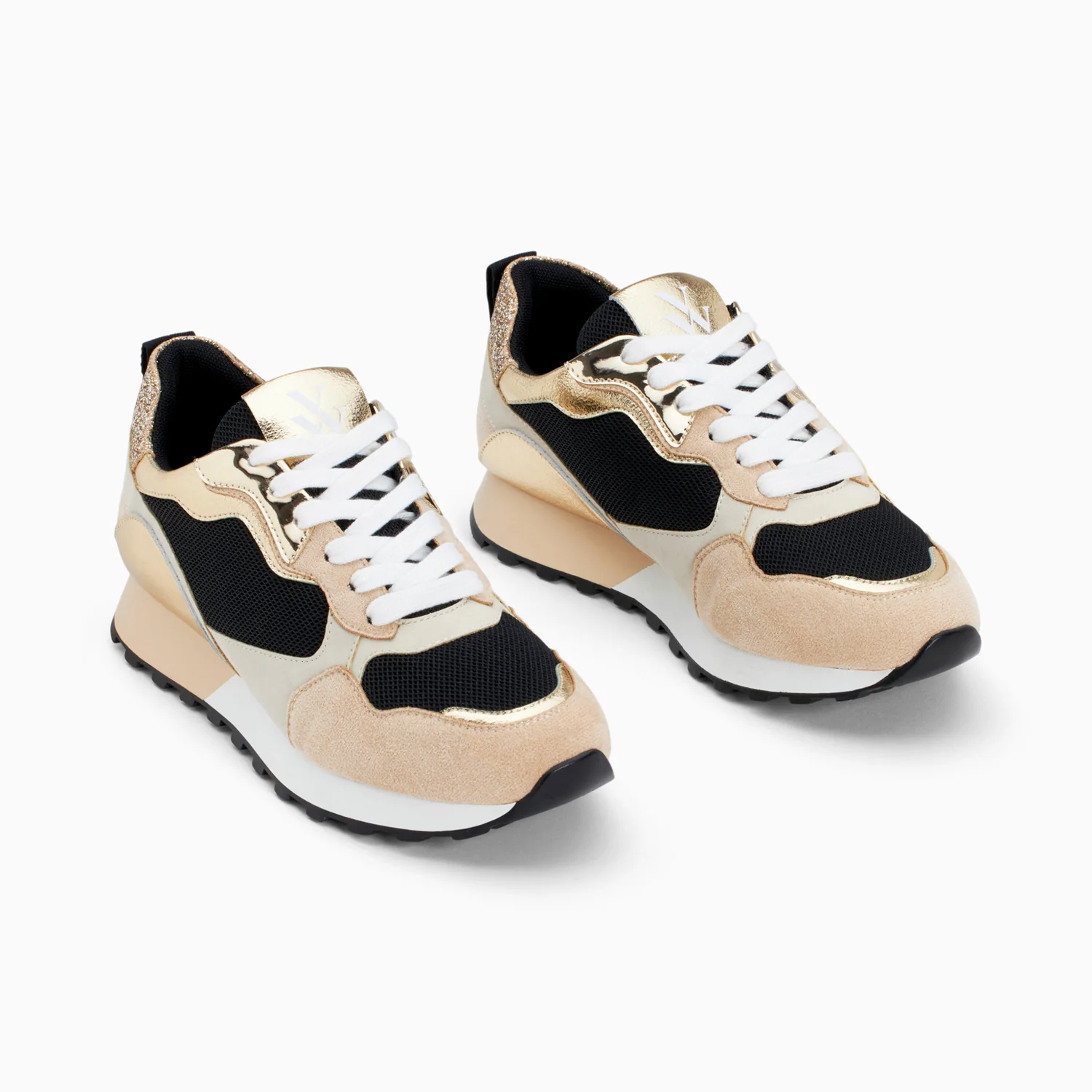 Sneakers-Baskets Bérénice noir et beige à semelle running