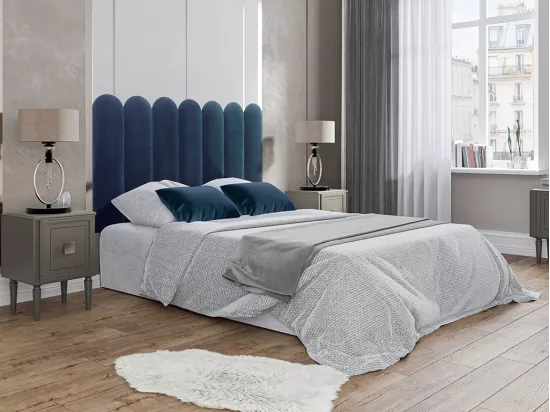 Panneaux muraux tête de lit - 210 cm - Velours - Bleu - JAPI de Pascal Morabito