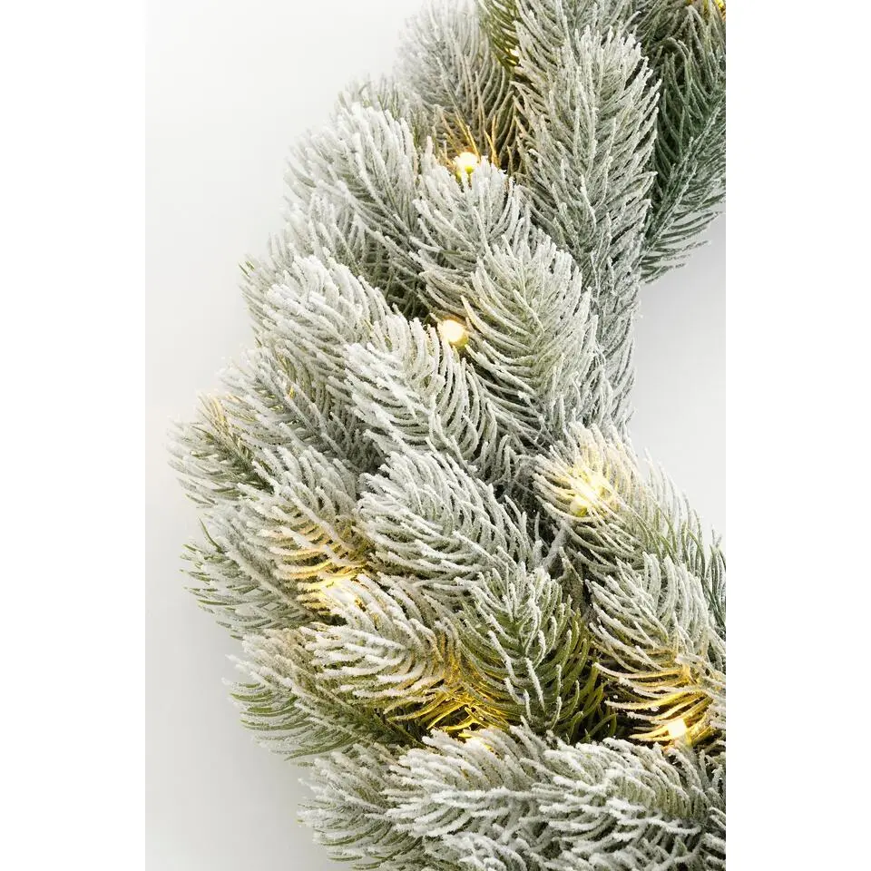 Black Box Trees Nagoya Kerstkrans met Verlichting - H12 x Ø45 cm - Groen