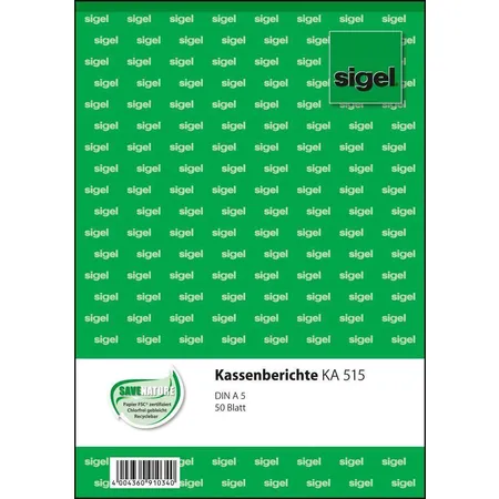 Sigel Kassenbericht A5, 50 Blatt