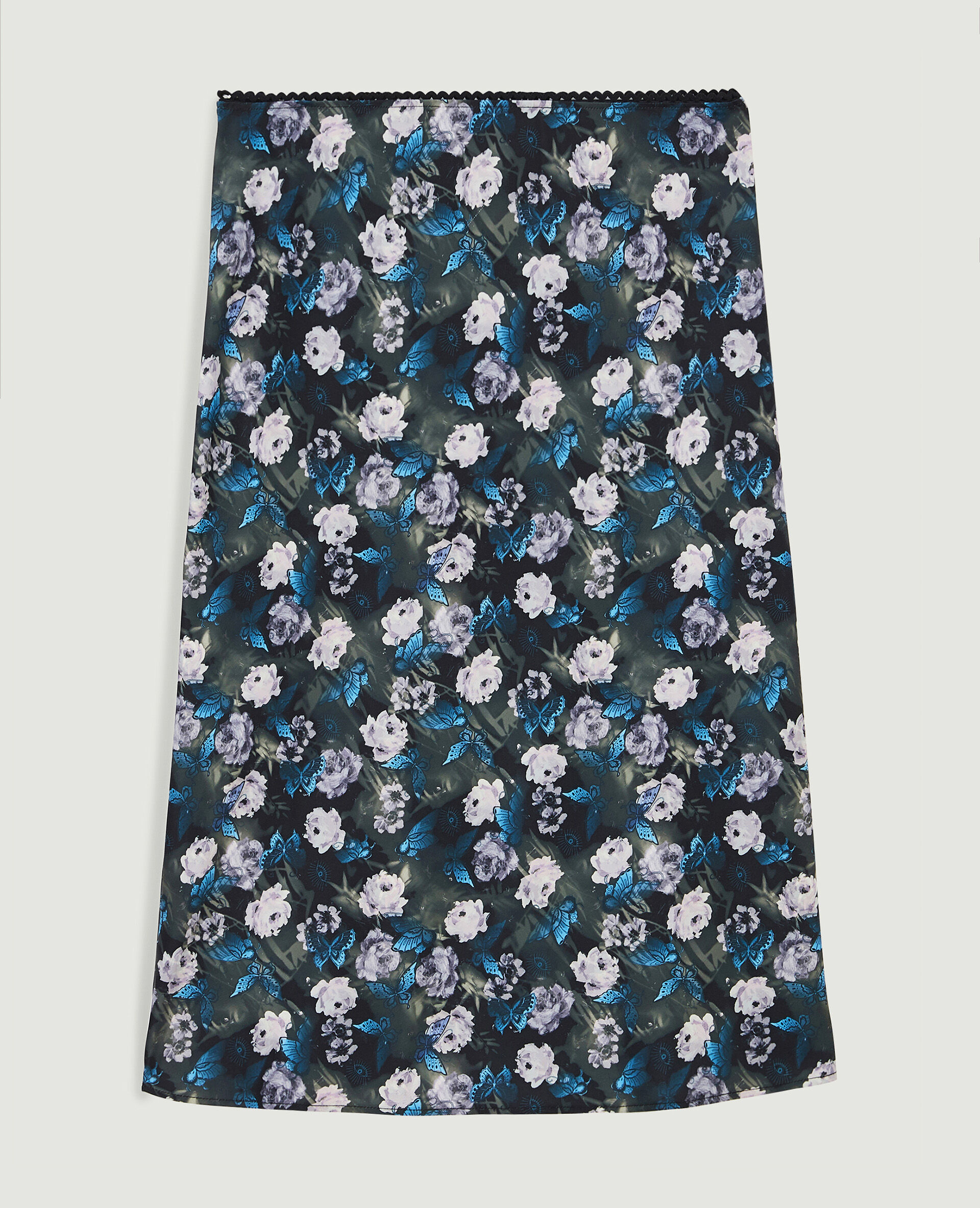 Jupe midi en tissu satiné - Noir