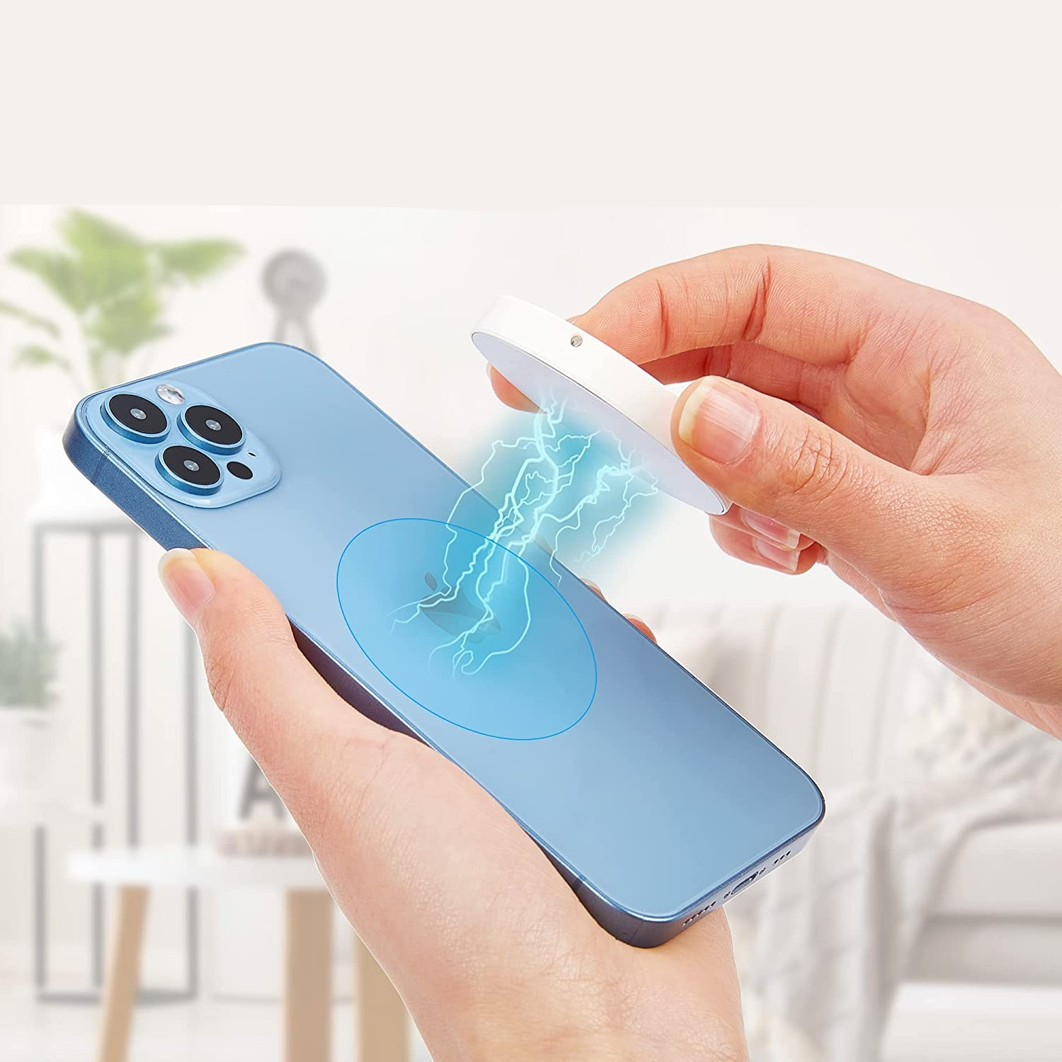 Fingergriff Laptop Erweiterung Magnetische Smartphone Webcam iPhone Halterung mit Magsafe inkl. Magnet Ring - Weiss