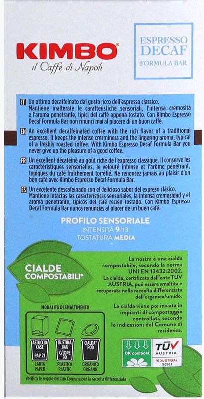 Kimbo - Espresso Decaffeinato - Koffiecups - 15 E.S.E. pods