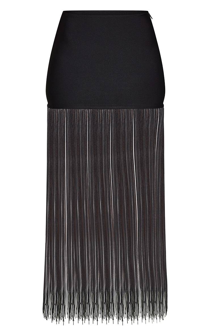 Noir Mini-jupe Bandage À Détails De Franges