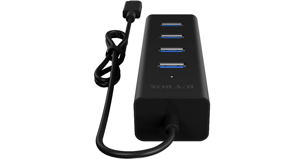 ICY BOXIB-HUB1409-C3 usb-hub  (Zwart, 4x USB-A 3.2 (5 Gbit/s), 1x USB-C 3.2 (5 Gbit/s))