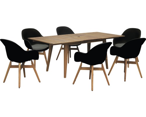 Garden Place Style 6-zits 7-delige tuinmeubelset inclusief uitschuifbare acaciahouten tafel en zitkussens