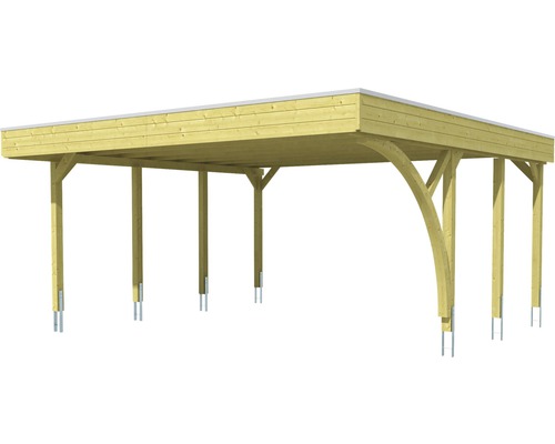 SKAN HOLZ Friesland dubbele carport met inrijboog en paalankers 557x555 cm geïmpregneerd