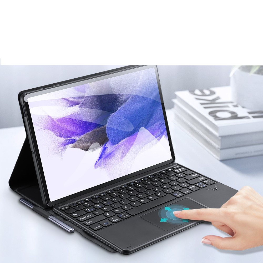 2in1 Samsung Galaxy Tab S8  Plus / Tab S7 FE 5G / Tab S7  Plus Leder Schutz Tasche Smart Cover Magnetische Bluetooth Tastatur - Schwarz